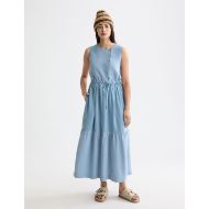 Снимка на SCOTCH&SODA WOMEN'S MIDI DRESS WITH GATHERED WAIST IN FADED DENIM 4