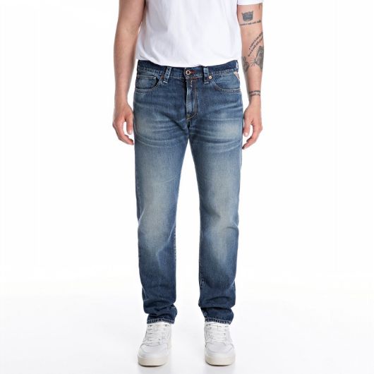 Показвай детайлите за REPLAY МЪЖКИ NEAAL SLIM-FIT ДЕНИМ 12 OZ DEEP INDIGO COTTON DENIM В ТЪМНОСИНЬО 1 - FanPoint Снимка на REPLAY МЪЖКИ NEAAL SLIM-FIT ДЕНИМ 12 OZ DEEP INDIGO COTTON DENIM В ТЪМНОСИНЬО 1