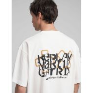Picture of REPLAY MEN'S CREW-NECK T-SHIRT WITH REPLAY X MARTIN GARRIX LOGOS AND LETTERING IN OFF WHITE 3