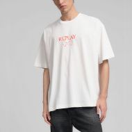 Picture of REPLAY MEN'S CREW-NECK T-SHIRT WITH REPLAY X MARTIN GARRIX GRAPHIC IN OFF WHITE 1