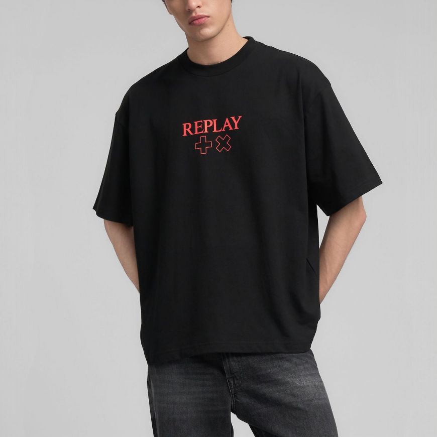 Picture of REPLAY MEN'S CREW-NECK T-SHIRT WITH REPLAY X MARTIN GARRIX GRAPHIC IN BLACK