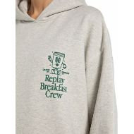 Picture of REPLAY WOMEN'S OVERSIZED HOODY WITH MINI AND MAXI PRINTS IN LIGHT GREY MELANGE 4