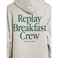 Picture of REPLAY WOMEN'S OVERSIZED HOODY WITH MINI AND MAXI PRINTS IN LIGHT GREY MELANGE 3