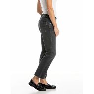 Picture of REPLAY WOMEN'S AKEME STRAIGHT-FIT JEANS 11 OZ WHITE WEFT BLACK DENIM IN DARK GREY 2