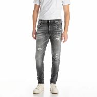 Снимка на REPLAY МЪЖКИ MICKYM SLIM-FIT ДЕНИМ 12 OZ WHITE WEFT BLACK POWER STRETCH DENIM В СИВО 1