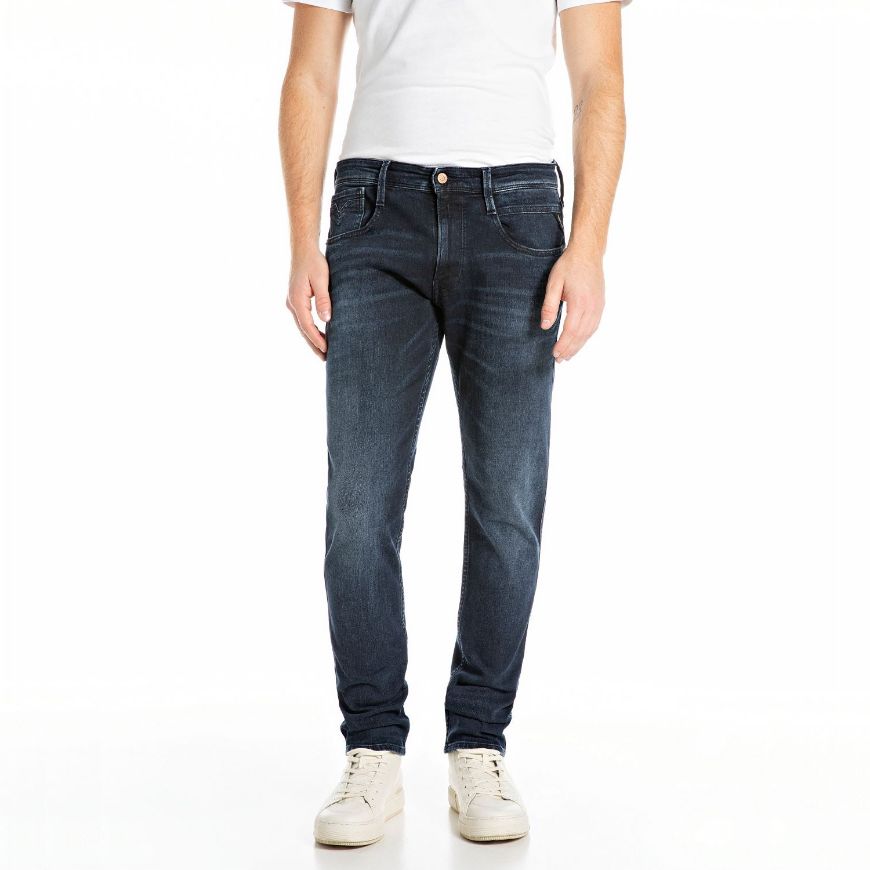 Снимка на REPLAY МЪЖКИ ANBASS SLIM-FIT ДЕНИМ 10.5 OZ BLUE/BLACK STRETCH DENIM В ТЪМНОСИНЬО
