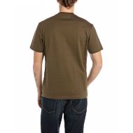 Picture of REPLAY MEN'S RELAXED-FIT T-SHIRT WITH EMBROIDERY IN DARK OLIVE 2