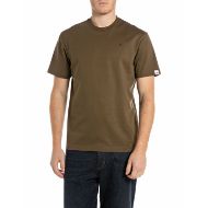 Picture of REPLAY MEN'S RELAXED-FIT T-SHIRT WITH EMBROIDERY IN DARK OLIVE 1