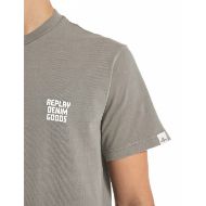 Picture of REPLAY MEN'S GARMENT DYED OPEN END DRY HAND JERSEY T-SHIRT IN SILVER 3