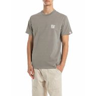Picture of REPLAY MEN'S GARMENT DYED OPEN END DRY HAND JERSEY T-SHIRT IN SILVER 1