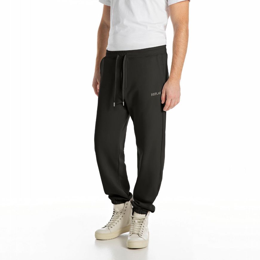 Снимка на REPLAY МЪЖКИ REGULAR-FIT COTTON TERRY СПОРТЕН ПАНТАЛОН В ЧЕРНО
