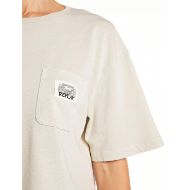Picture of REPLAY WOMEN'S CROPPED OVERSIZED T-SHIRT WITH CHEST POCKET IN BROWN RICE 4