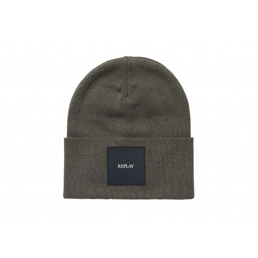 Picture of REPLAY UNISEX COTTON ACRYLIC BEANIE IN WINTER MOSS