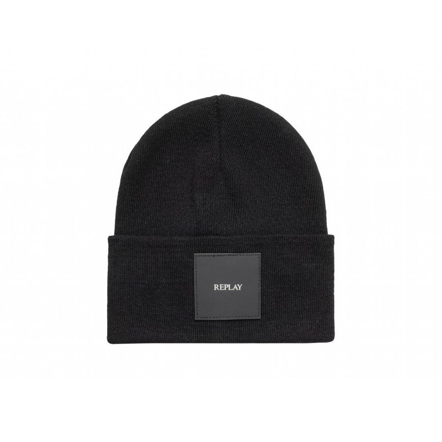 Picture of REPLAY UNISEX COTTON ACRYLIC BEANIE IN BLACK