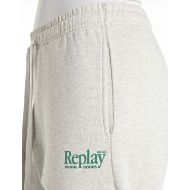 Picture of REPLAY WOMEN'S OVERSIZED FLEECE JOGGER WITH LETTERING IN LIGHT GREY MELANGE 4