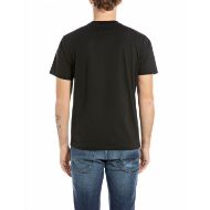 Picture of REPLAY MEN'S BASIC JERSEY T-SHIRT WITH CHEST PRINT IN BLACK 2