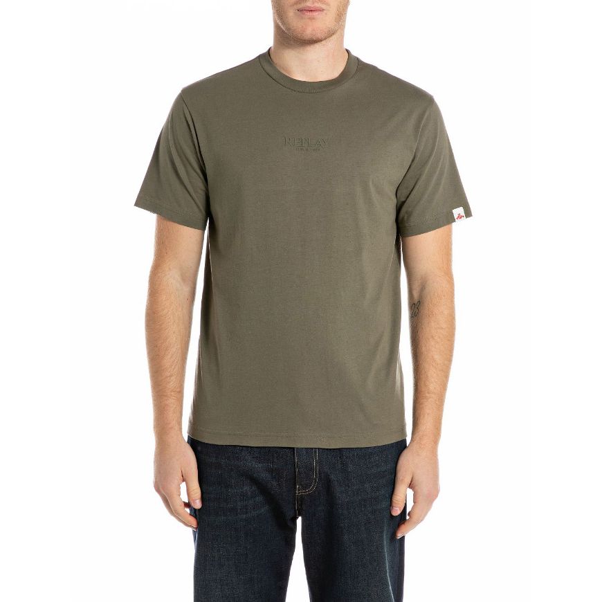 Picture of REPLAY MEN'S REGULAR-FIT JERSEY T-SHIRT IN MUD