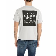 Picture of REPLAY MEN'S T-SHIRT WITH MINI AND MAXI PRINT IN NATURAL WHITE 2