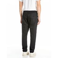 Picture of REPLAY MEN'S LANNY SLIM-FIT JEANS 8 OZ SUPER SOFT BLACK OD DENIM IN BLACK 3