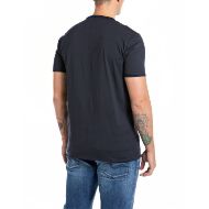 Picture of REPLAY MEN'S COTTON V-NECK T-SHIRT IN NIGHT BLUE 2