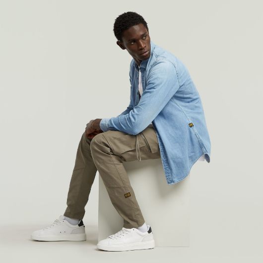 Show details for G-STAR MEN'S CLEAN SLIM SHIRT IN BLUE 3 - FanPoint Picture of G-STAR MEN'S CLEAN SLIM SHIRT IN BLUE 3