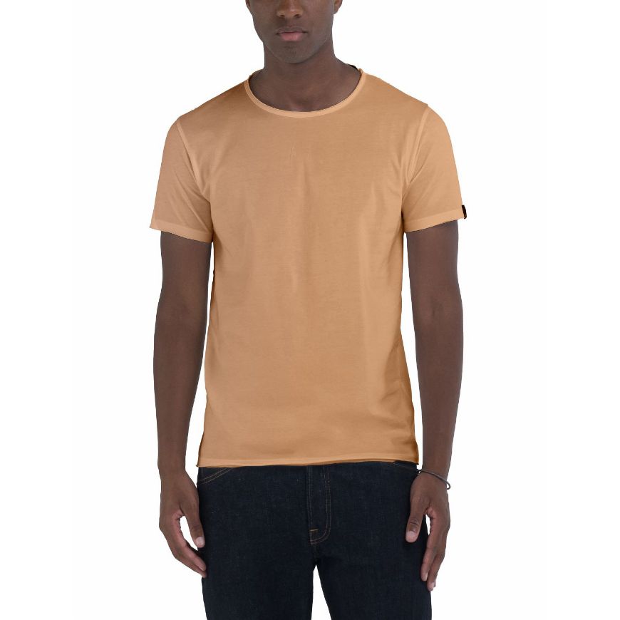 Picture of REPLAY MEN'S COTTON CREW-NECK T-SHIRT IN BROWN SUGAR