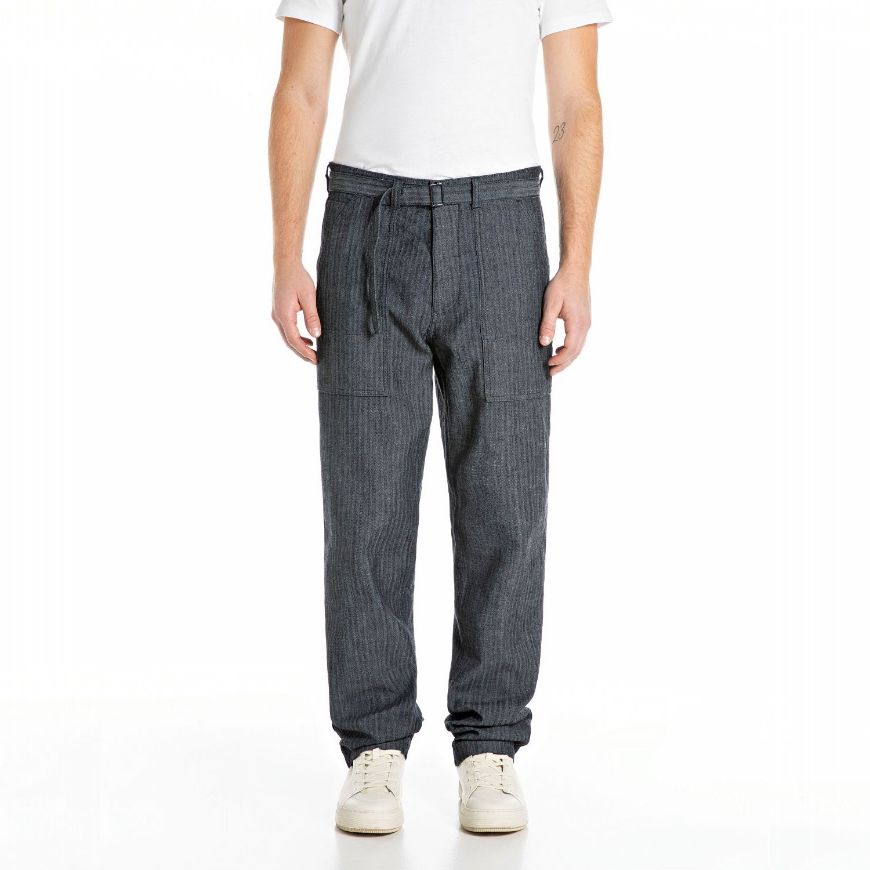 Снимка на REPLAY МЪЖКИ 10 OZ HERRINGBONE COTTON/VISCOSE DENIM В ТЪМНОСИНЬО