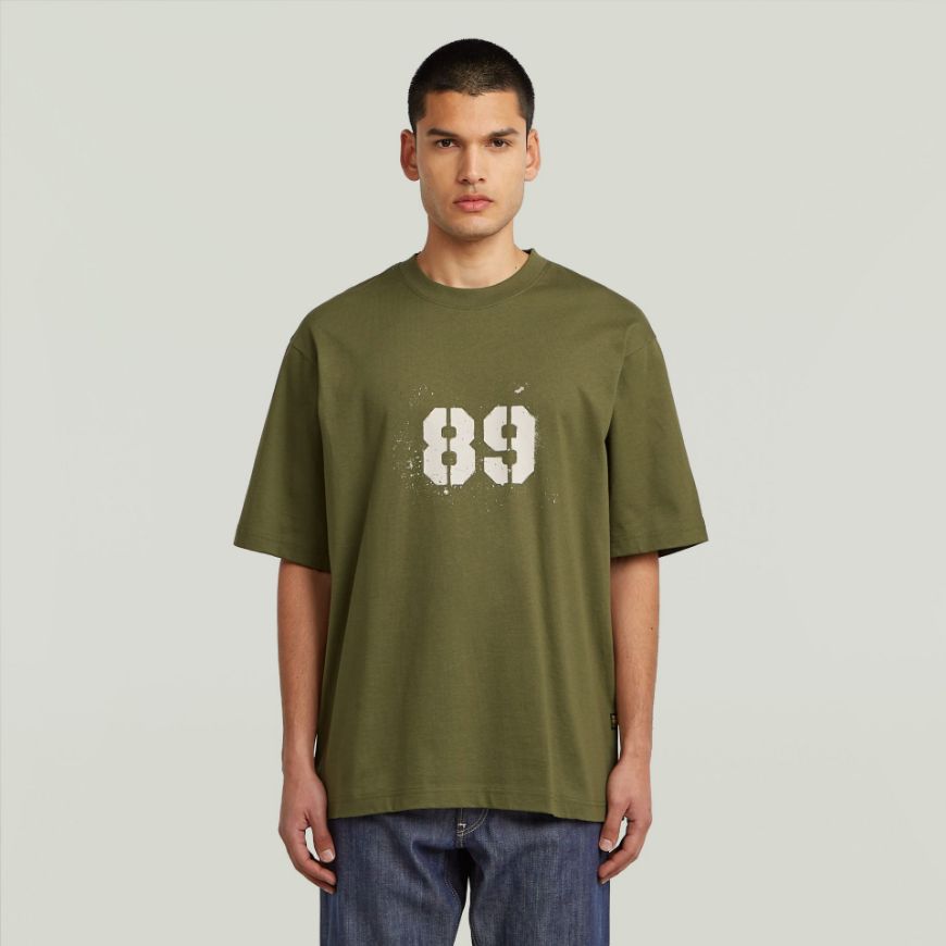 Picture of G-STAR MEN'S SPRAYED 89 BACK GR BOXY T-SHIRT IN GREEN