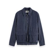 Снимка на SCOTCH&SODA MEN'S COTTON LINEN ZIP-THROUGH TWILL BLOUSON IN NAVY 1