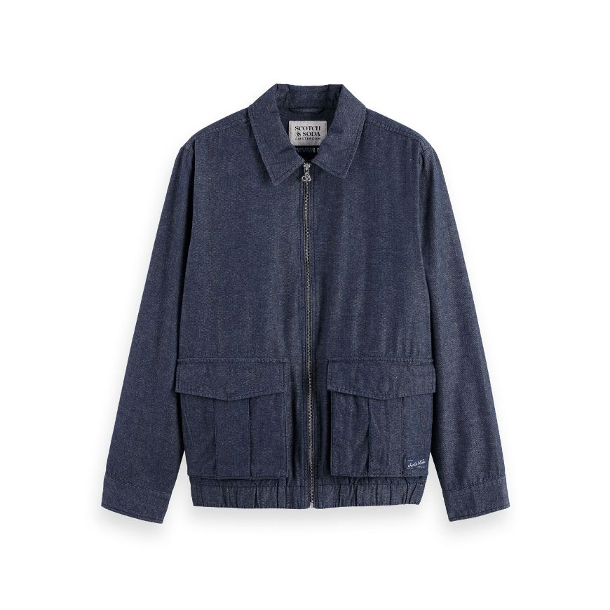 Снимка на SCOTCH&SODA MEN'S COTTON LINEN ZIP-THROUGH TWILL BLOUSON IN NAVY