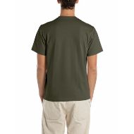 Picture of REPLAY MEN'S ORGANIC COTTON T-SHIRT WITH CHEST PRINT IN MILITARY GREEN 2