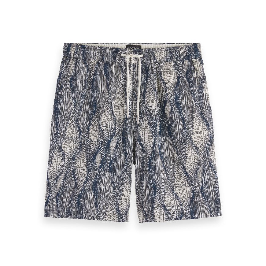 Picture of SCOTCH&SODA MEN'S FAVE2 - PRINTED TENCEL REGULAR FIT BERMUDA SHORT IN BROWN MULTICOLOUR