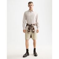 Picture of SCOTCH&SODA MEN'S MICRO-CHECK POPLIN SHIRT IN MEDIUM BEIGE 7