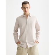 Picture of SCOTCH&SODA MEN'S MICRO-CHECK POPLIN SHIRT IN MEDIUM BEIGE 4