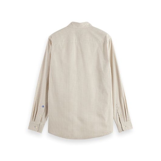 Show details for SCOTCH&SODA MEN'S MICRO-CHECK POPLIN SHIRT IN MEDIUM BEIGE 2 - FanPoint Picture of SCOTCH&SODA MEN'S MICRO-CHECK POPLIN SHIRT IN MEDIUM BEIGE 2