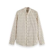 Picture of SCOTCH&SODA MEN'S MICRO AOP SLIM FIT SHIRT IN PIXEL DIAMOND EGGNOG 1