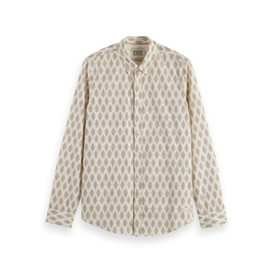 Picture of SCOTCH&SODA MEN'S MICRO AOP SLIM FIT SHIRT IN PIXEL DIAMOND EGGNOG