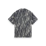 Picture of SCOTCH&SODA MEN'S PRINTED SHORT-SLEEVED TENCEL SHIRT IN NAVY MULTICOLOUR 2
