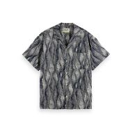 Picture of SCOTCH&SODA MEN'S PRINTED SHORT-SLEEVED TENCEL SHIRT IN NAVY MULTICOLOUR 1