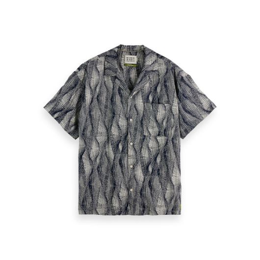 Show details for SCOTCH&SODA MEN'S PRINTED SHORT-SLEEVED TENCEL SHIRT IN NAVY MULTICOLOUR 1 - FanPoint Picture of SCOTCH&SODA MEN'S PRINTED SHORT-SLEEVED TENCEL SHIRT IN NAVY MULTICOLOUR 1