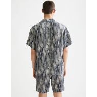 Picture of SCOTCH&SODA MEN'S PRINTED SHORT-SLEEVED TENCEL SHIRT IN NAVY MULTICOLOUR 5