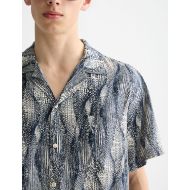 Picture of SCOTCH&SODA MEN'S PRINTED SHORT-SLEEVED TENCEL SHIRT IN NAVY MULTICOLOUR 6
