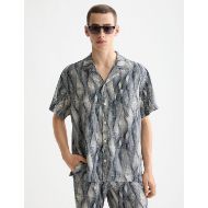 Picture of SCOTCH&SODA MEN'S PRINTED SHORT-SLEEVED TENCEL SHIRT IN NAVY MULTICOLOUR 4