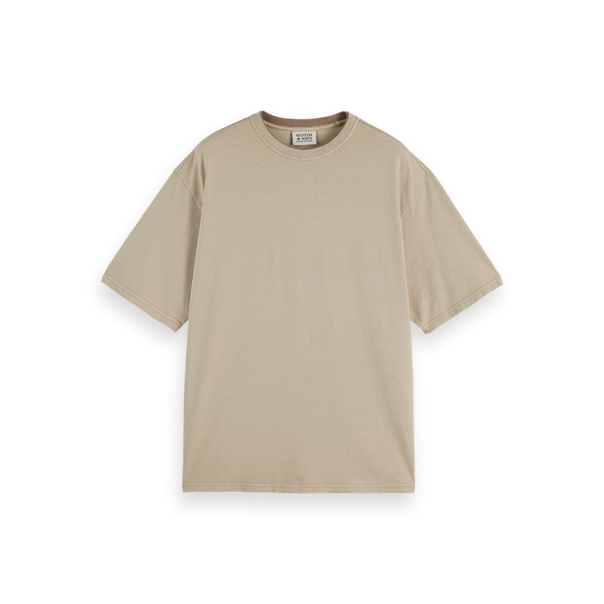 Picture of SCOTCH&SODA MEN'S 3 CROSSES GARMENT DYE T-SHIRT IN MEDIUM BEIGE