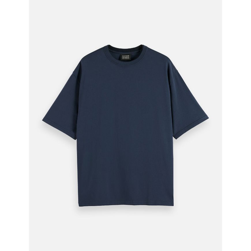 Picture of SCOTCH&SODA MEN'S 3 CROSSES GARMENT DYE T-SHIRT IN NAVY