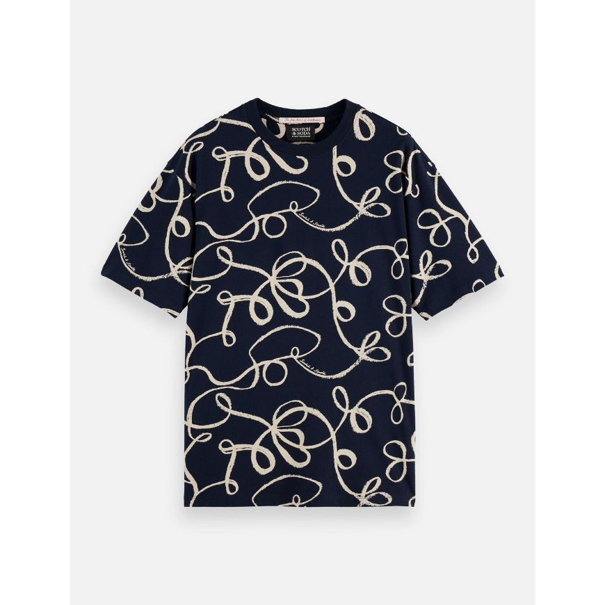 Picture of SCOTCH&SODA MEN'S RELAXED FIT AOP T-SHIRT IN NAVY