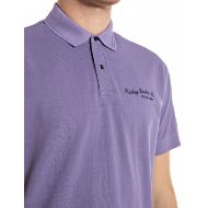 Picture of REPLAY MEN'S REGULAR-FIT COTTON PIQUET T-SHIRT IN VIOLET 5