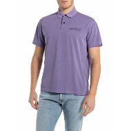 Picture of REPLAY MEN'S REGULAR-FIT COTTON PIQUET T-SHIRT IN VIOLET 1