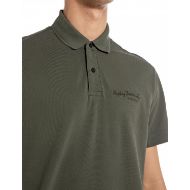 Picture of REPLAY MEN'S REGULAR-FIT COTTON PIQUET T-SHIRT IN MILITARY GREEN 6