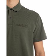 Picture of REPLAY MEN'S REGULAR-FIT COTTON PIQUET T-SHIRT IN MILITARY GREEN 5